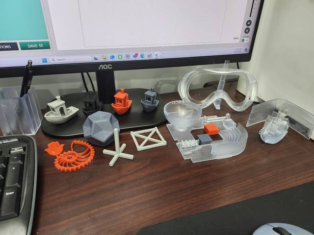 Test and calibration prints at the lab bench