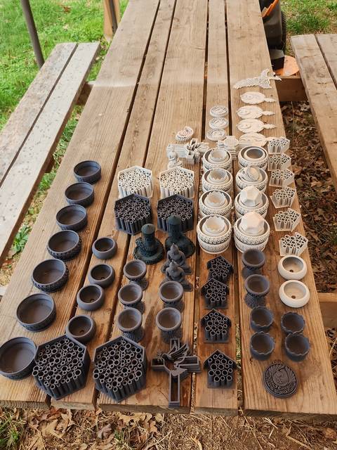 A run of printed planters and décor