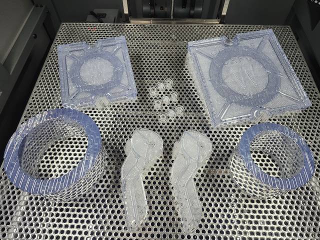 Finished parts on the build platform